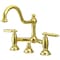Kingston Brass KS3912GL Restoration Bathroom Bridge Faucet, Polished Brass KS3912GL - alternate 1